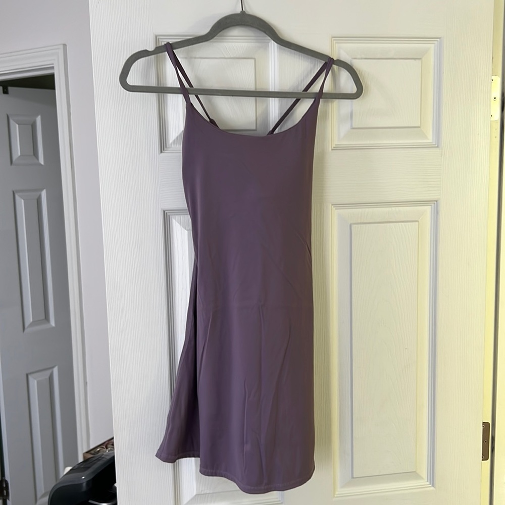Purple athletic workout dress with shorts